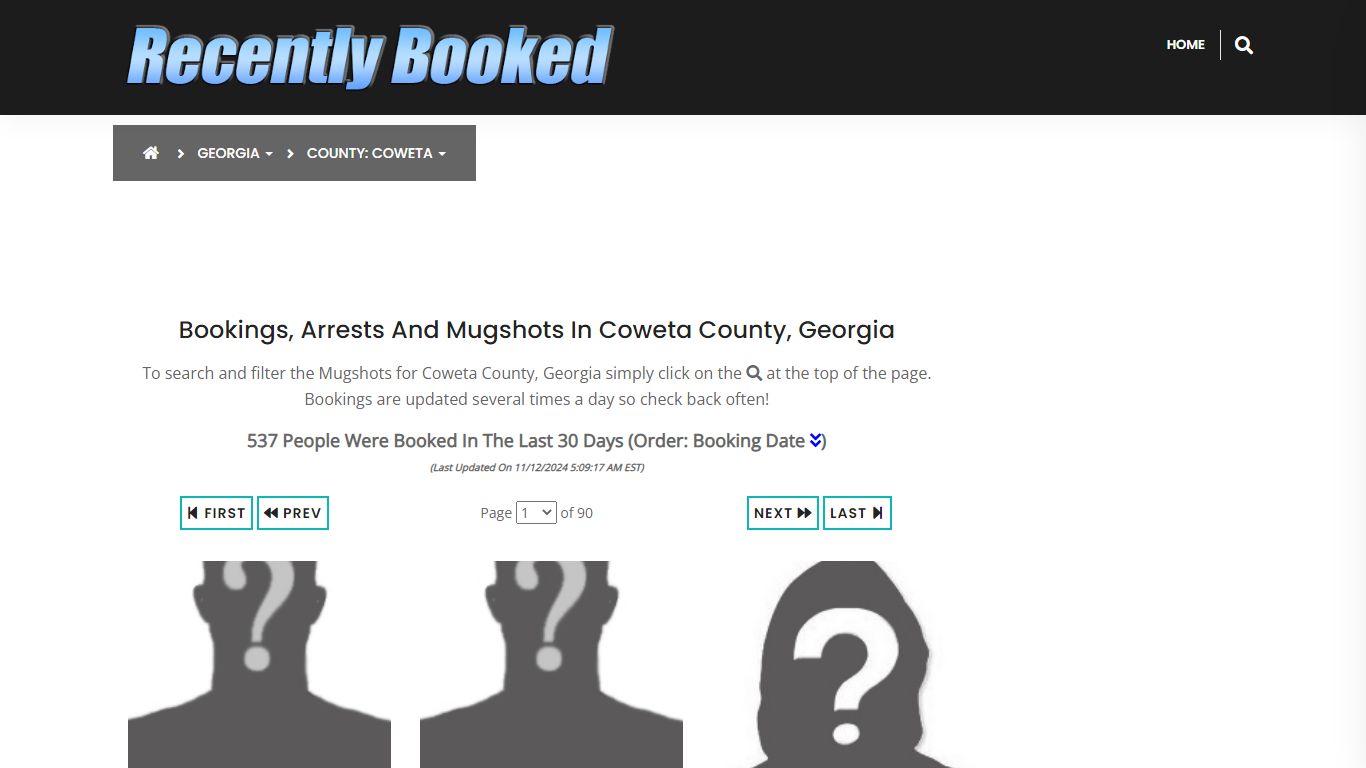 Bookings, Arrests and Mugshots in Coweta County, Georgia - Recently Booked