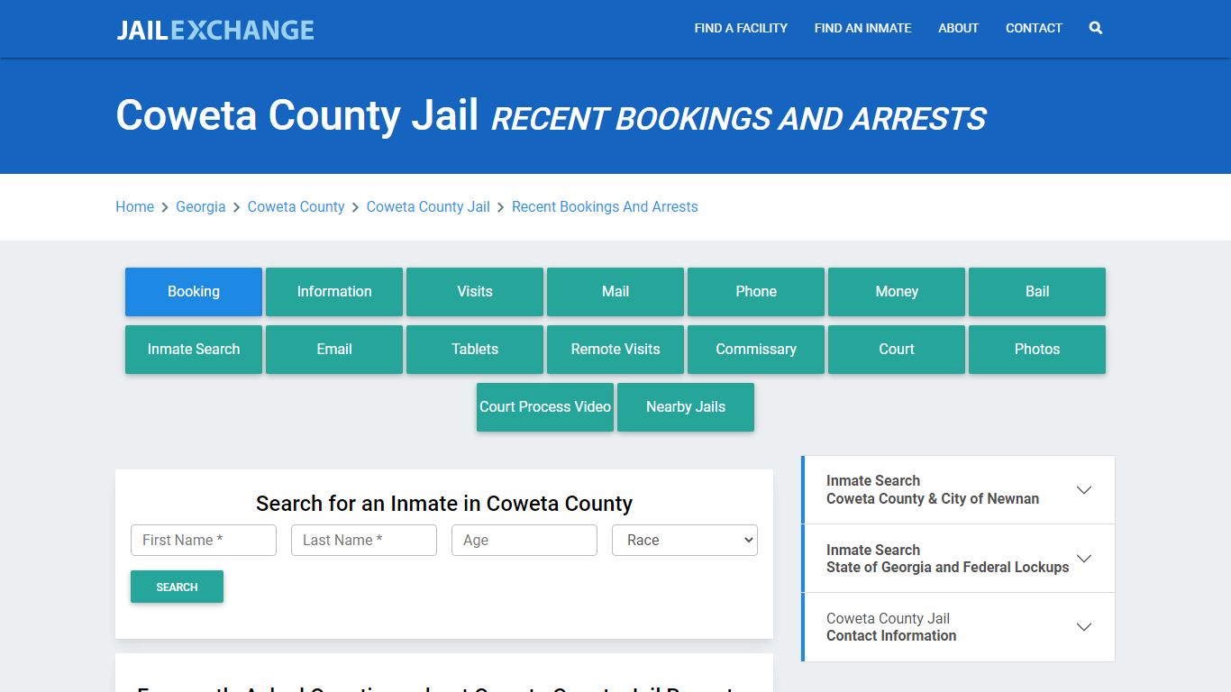 Coweta County Jail Recent Bookings And Arrests - Jail Exchange