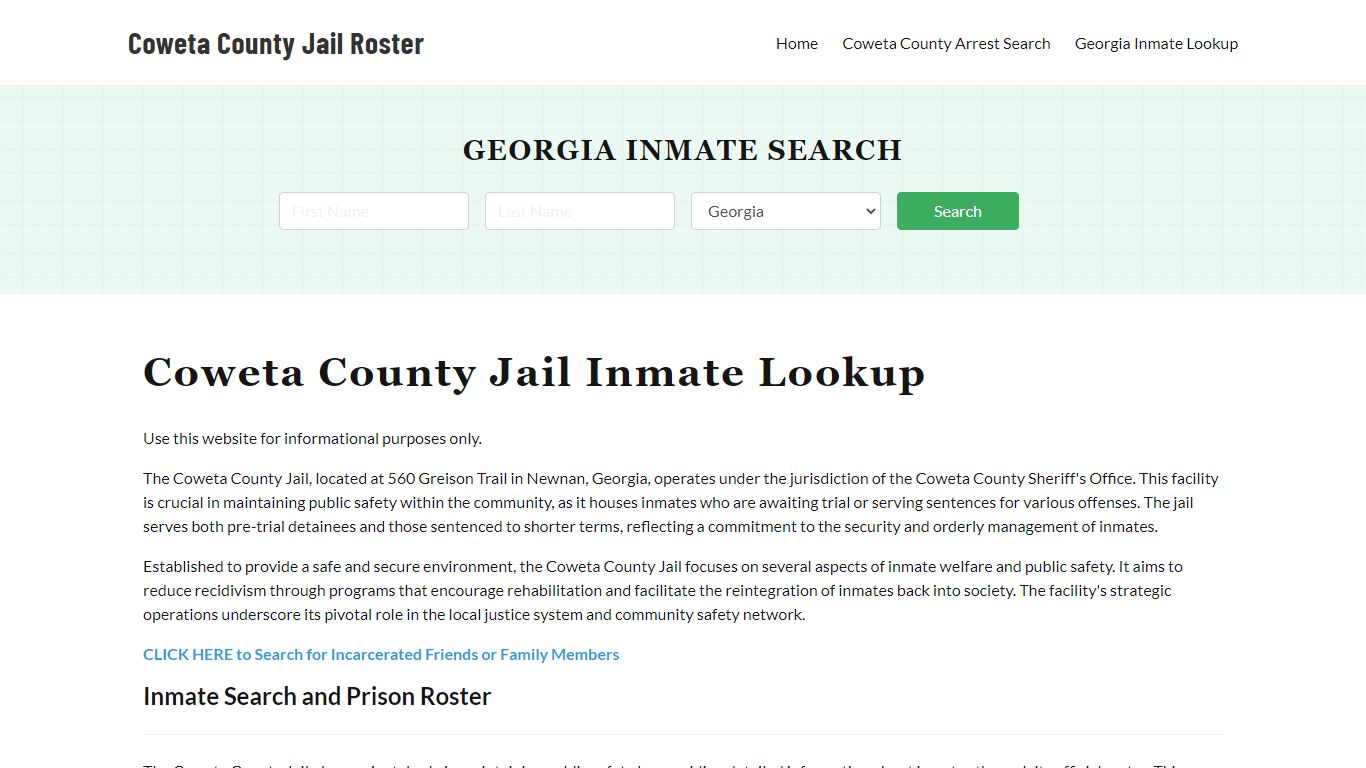 Coweta County Jail Roster Lookup, GA, Inmate Search